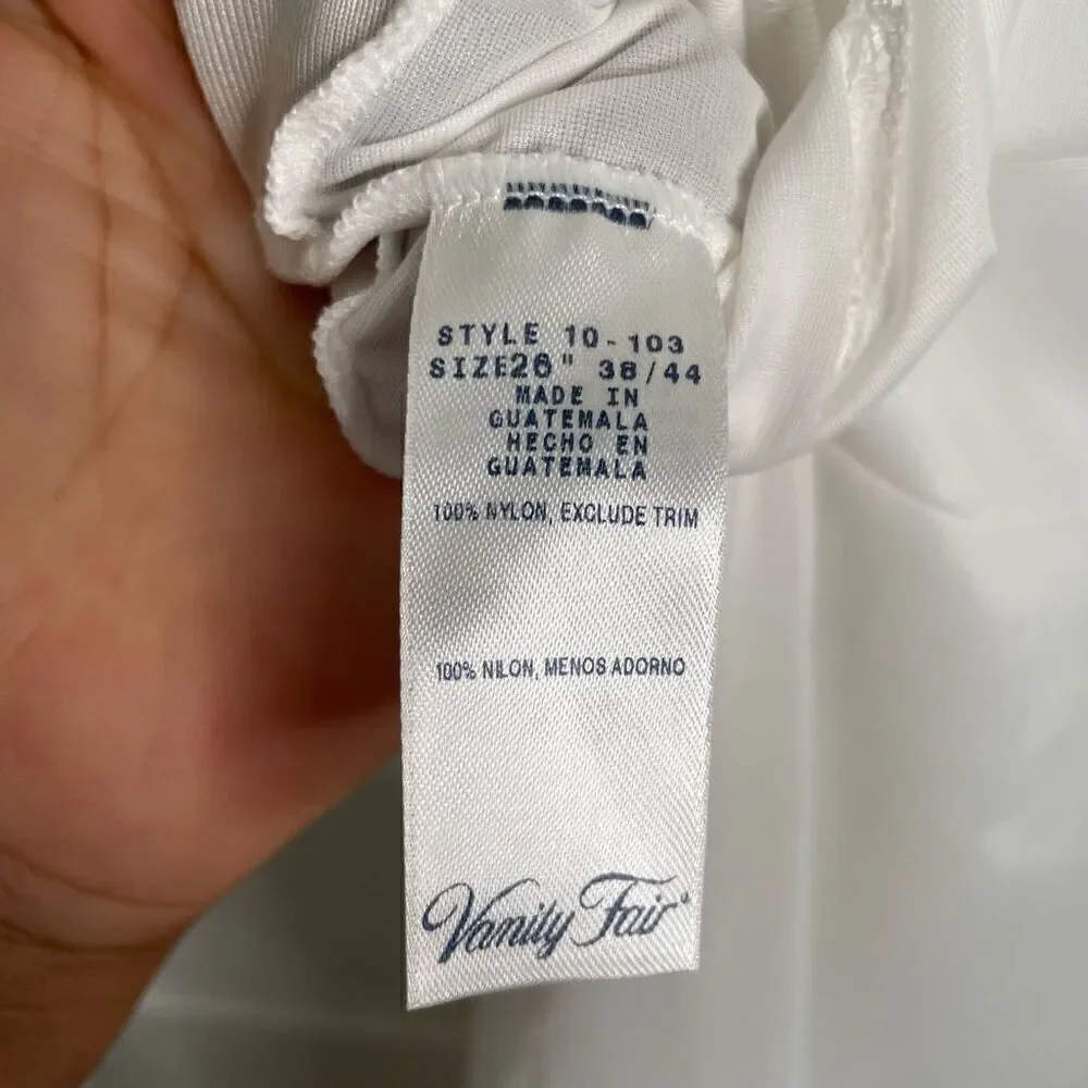 Vintage Vanity Fair Full Slip Womens 36 White Nylon Lace Adjustable Strap